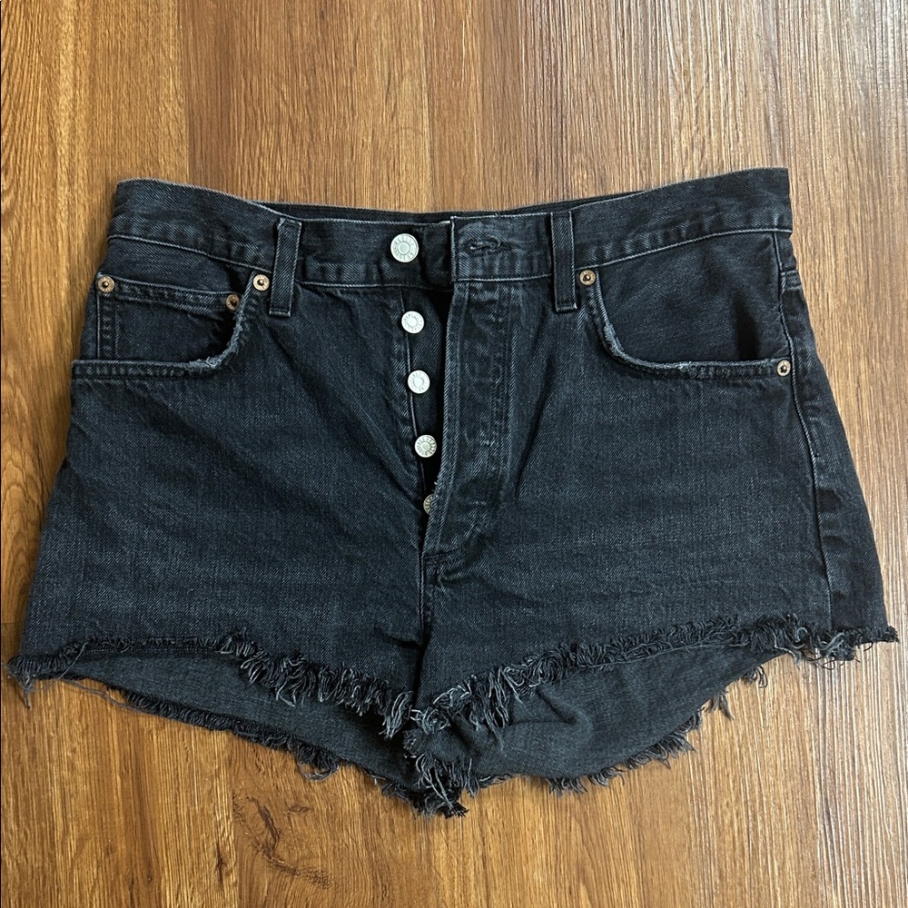AGOLDE Mila Black Denim Shorts